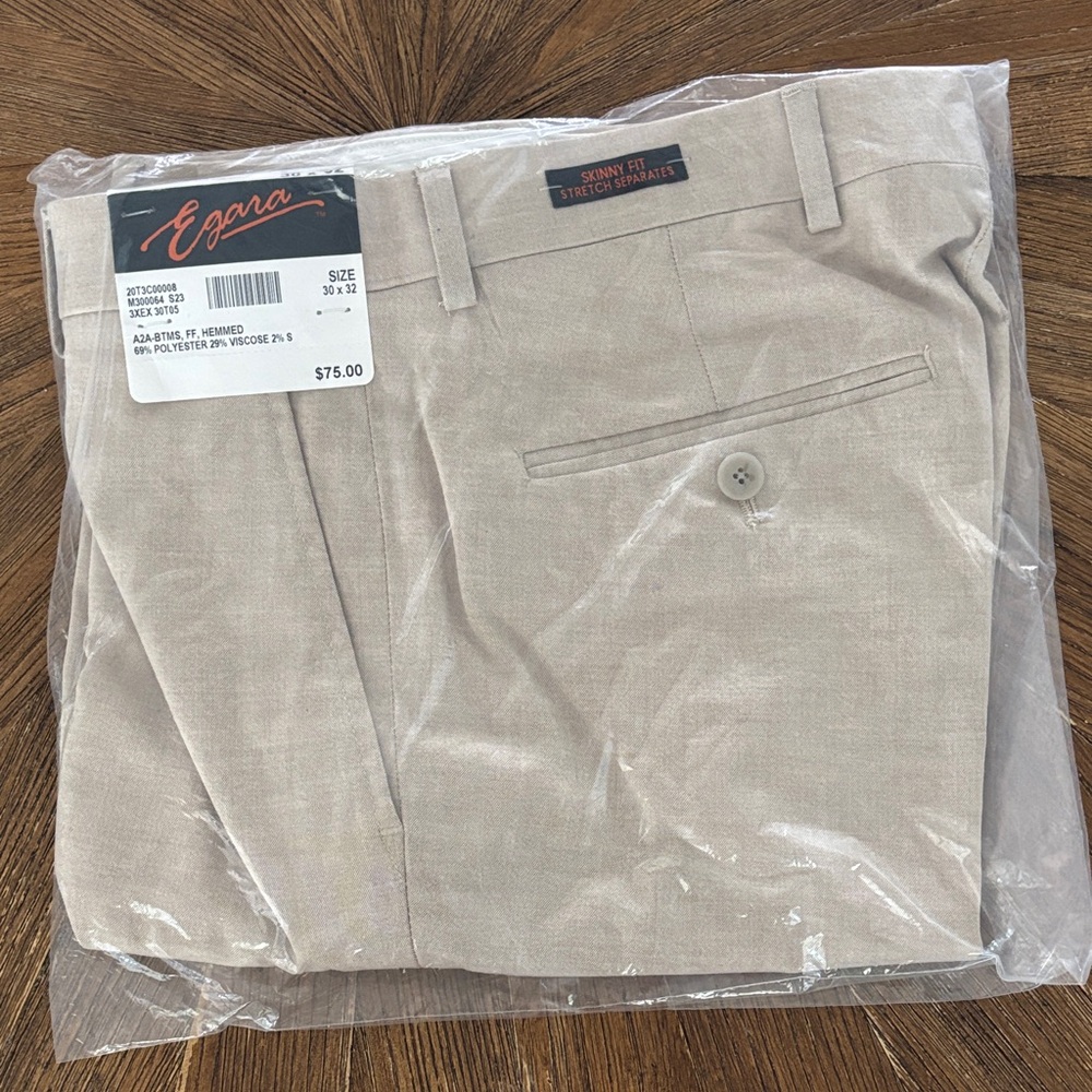 Egara Men's Beige Dress Trousers